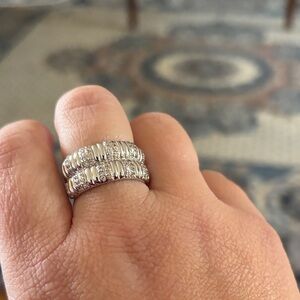 Dazzling Silver Band Ring with Crystal Accents